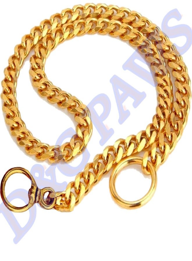 D&C PAWS Dog Collar Chain/Brass Golden Chrome Plated 4mm Dog Collar for Large & Medium Size Dogs Length of Choke Chain 4mm/24 Inch.(Golden) - Image 1